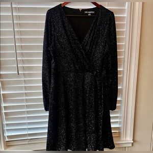 Karl Lagerfeld Black Shimmer Long Sleeve Dress